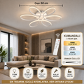 SERAMİK DESENLİ Petalya Kumandalı 3 Renk Modern LED AVİZE