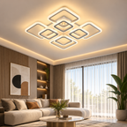Ares 4+4 Beyaz Plafonyer Lüks Modern 8'Lİ 3 Renk Ledli Avize
