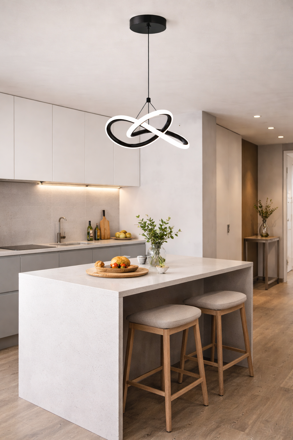 Bena Siyah Modern Ultra Beyaz Ledli Ledli Sarkık Ledli