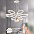 Asel Beyaz Gold Detaylı 3 Renk Kumandalı Ultra Süper Kristal Ledli Sarkıtma Avize