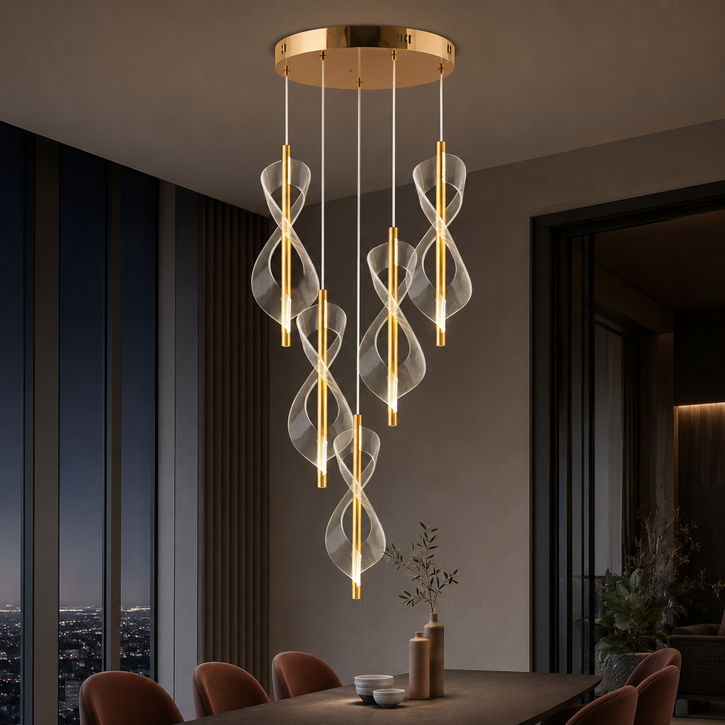 Alya Lüks Modern 5'li 3 Renk Kumandalı Ledli Avize