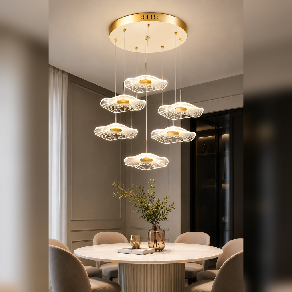 Kayra Lüks Modern 6'lı 3 Renk Kumandalı Ledli Avize