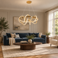 KRA Avize Sarmaşık Gold Kristal 3 Renk LED Sarkıt Avize – Salon ve Oturma Odası Modern Lüks Avize