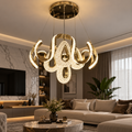 KRA Avize Veyra Gold Kristal LED Sarkıt Avize – Salon ve Oturma Odası Modern Lüks Avize