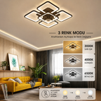 KRA Ares Siyah 4+1 LED Avize | 3 Renk  Modern Salon Avizesi