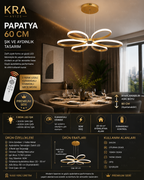 Papatya Gold 3 Renk Ultra Ledli Sarkıtma Modern Avize