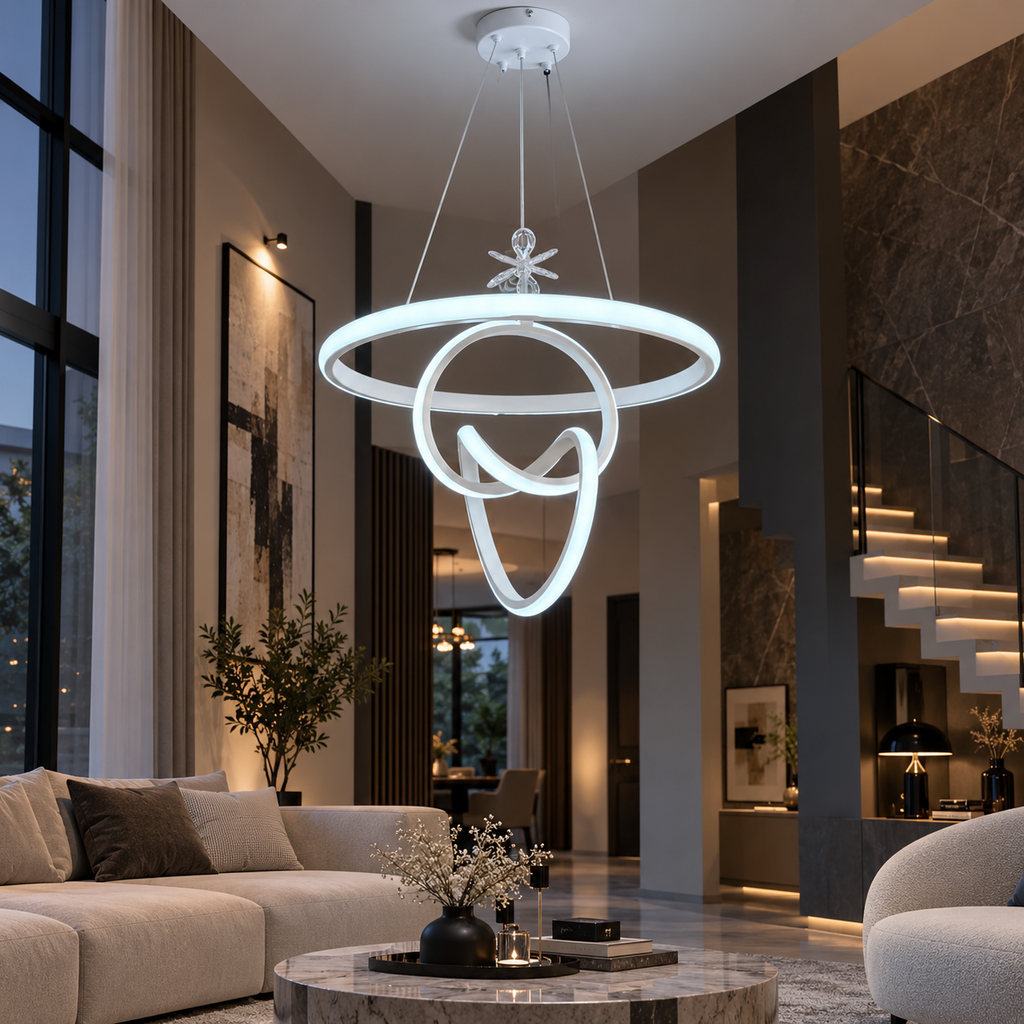 KRA İmza Infinity Modern LED Sarkıt Avize – 3 Renk Kumandalı Dimmerli