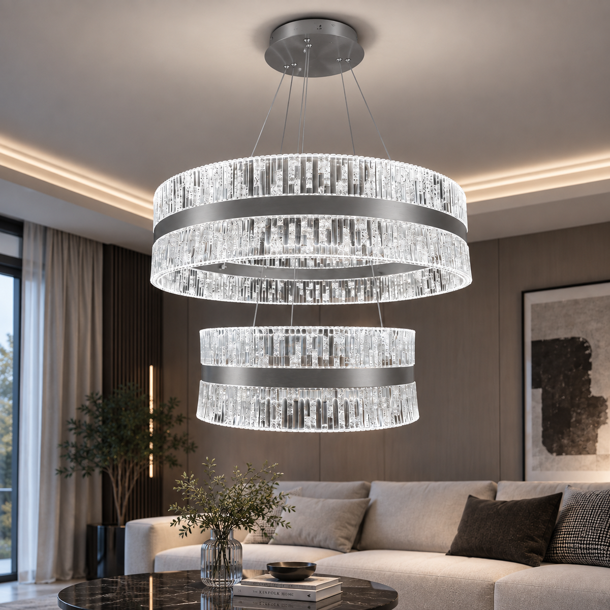 KRA Avize Piyano Akrilik Gövdeli Modern LED Sarkıt Avize – 3 Renk Işık