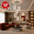 Liora 5'Li Krom 3 Renk Kumandalı LED Sarkıt Avize Modern Kristal Görünümlü Dekoratif Salon,Oturma odası