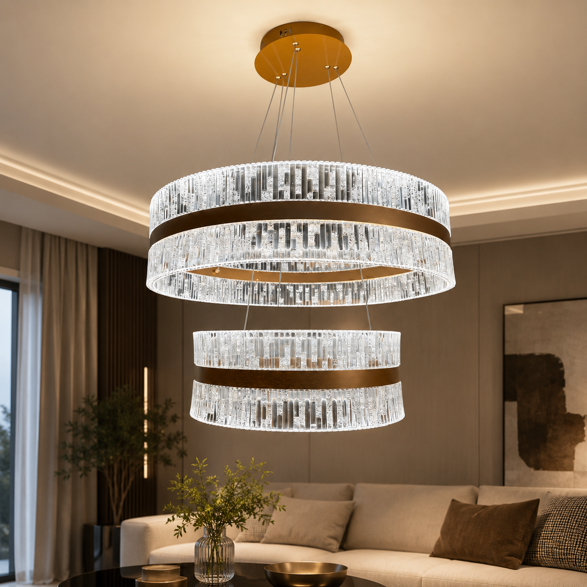 KRA Avize Piyano Akrilik Gövdeli Modern LED Sarkıt Avize – 3 Renk Işık