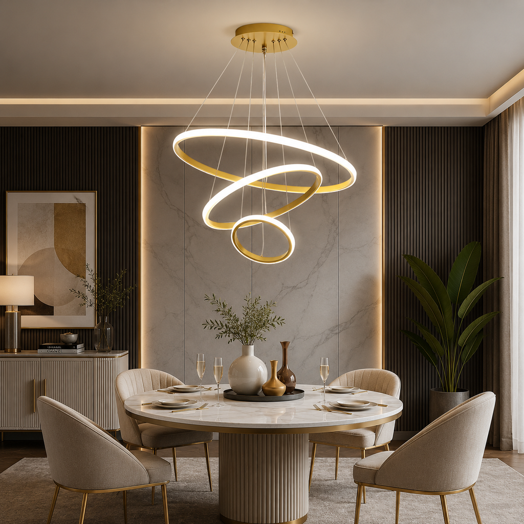 Saturn Gold 3'lü Yeni Ultra Süper BEYAZ Ledli Avize