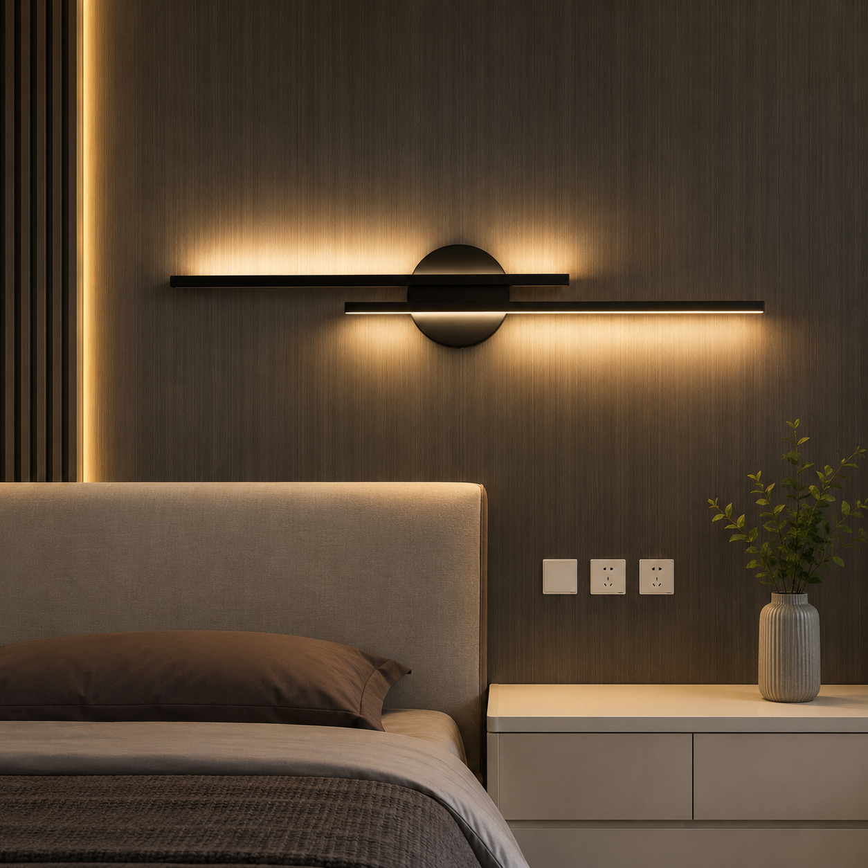 Azra Siyah Model 55 cm Çift Taraflı Beyaz Led LED Duvar Apliği (Pilli DEğildir )
