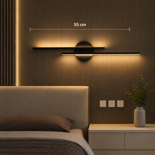 Azra Siyah Model 55 cm Çift Taraflı Beyaz Led LED Duvar Apliği (Pilli DEğildir )