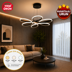 Papatya Siyah 3 Renk Ultra Ledli Sarkıtma Modern Avize