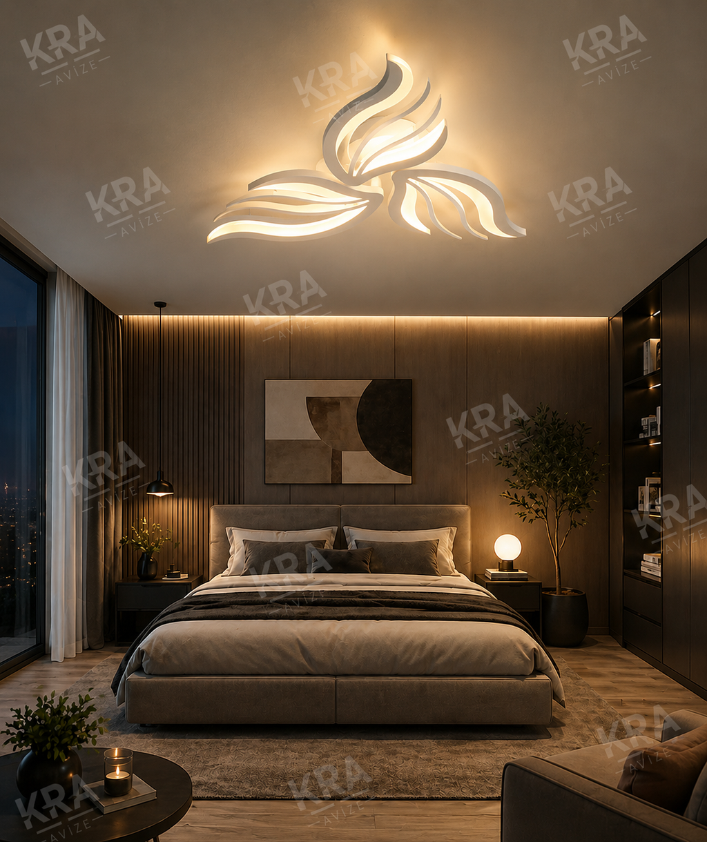 Rose 3 Beyaz Plafonyer Lüks Modern 3'Lü Günışığı Ledli Avize