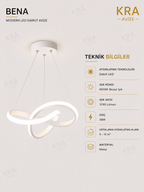 Bena Beyaz Modern Ultra Beyaz Ledli Ledli Sarkık Ledli