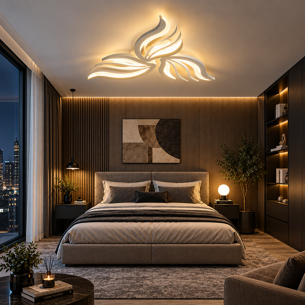 Rose 3 Beyaz Plafonyer Lüks Modern 3'Lü Günışığı Ledli Avize