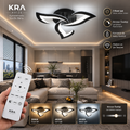 Rüzgar Siyah Plafonyer Lüks Modern 3'Lü 3 Renk Kumandalı Ledli Avize