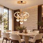 Kra Avize Hâle Gold Kristal 3 Renk LED Avize – Sarkıtlı Modern Tasarım