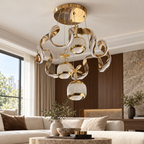 KRA Avize Velora Gold Seramik LED Sarkıt Avize – Salon ve Oturma Odası Modern Lüks Avize