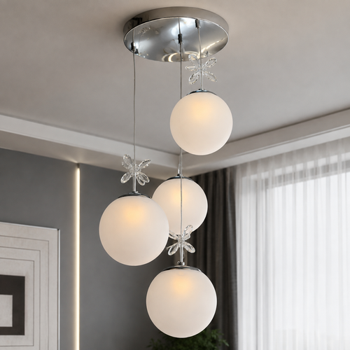 Astera 4'lü Küre Sarkıt Avize 3 Renk LED Modern Dekoratif Aydınlatma