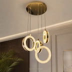 Elora 4'lü Modern Kristal Taşlı LED Sarkıt Avize – Kumandalı, Dimmerli, Gece Modlu