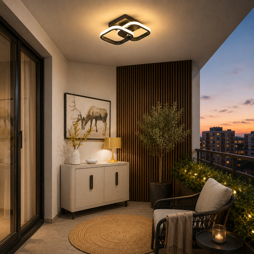 ARES Siyah Kare Yeni Süper BEYAZ Ledli Avize,Koridor,Hol,Giriş,Balkon