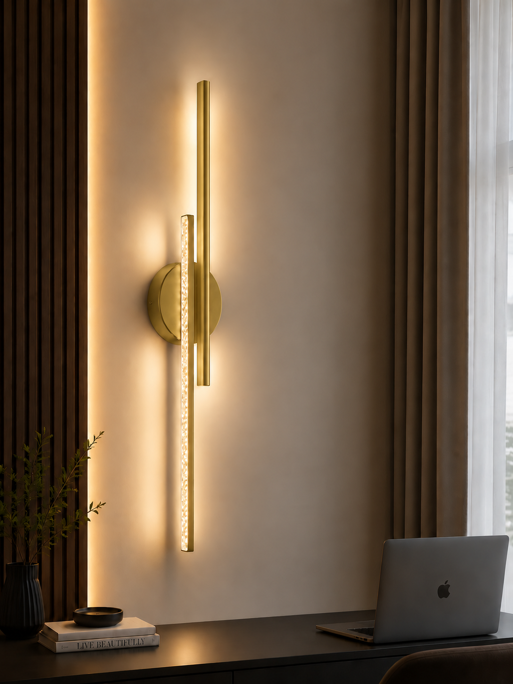 Bohem Model 50 cm Çift Taraflı Gün Işığı Kristal LED Duvar Apliği 2 Adet (Pilli DEĞİLDİR )