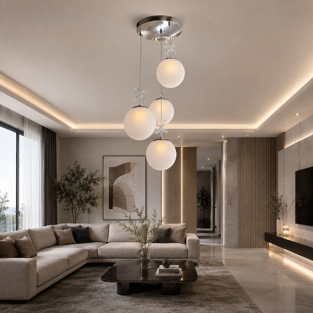 Astera 4'lü Küre Sarkıt Avize 3 Renk LED Modern Dekoratif Aydınlatma