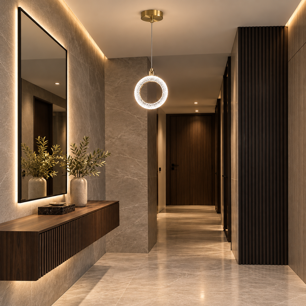 KRA Avize Oria Tekli Gold Kristal LED Sarkıt Hol Avizesi