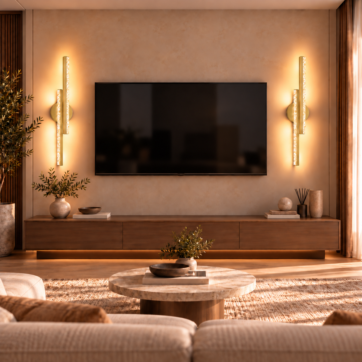 Bohem Model 50 cm Çift Taraflı Gün Işığı Kristal LED Duvar Apliği 2 Adet (Pilli DEĞİLDİR )