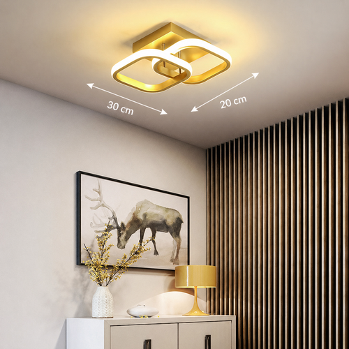 ARES Eskitme (Gold) Kare Süper Beyaz Ledli Avize,Koridor,Hol,Giriş,Balkon
