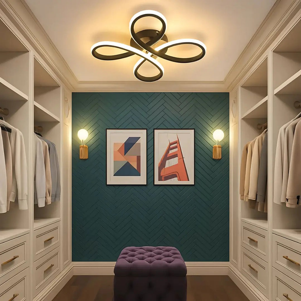 Güneş Modern Lüx Siyah Plafonyer Ultra Power Beyaz Led'li Avize