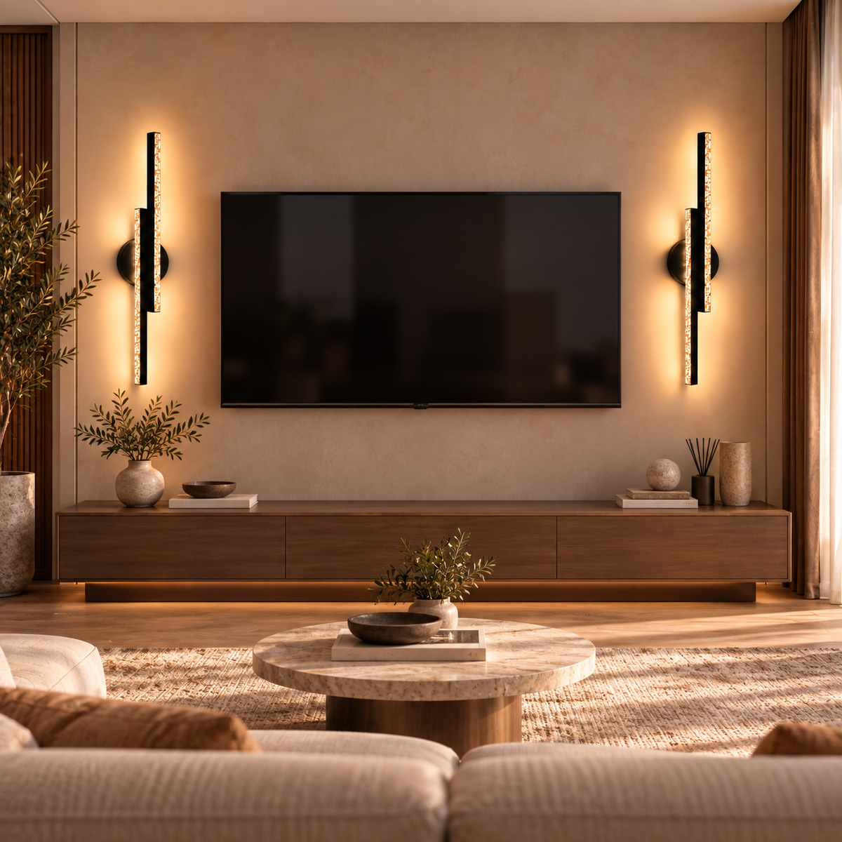 Bohem Model 50 cm Çift Taraflı Gün Işığı Kristal LED Duvar Apliği 2 Adet (Pilli DEĞİLDİR )
