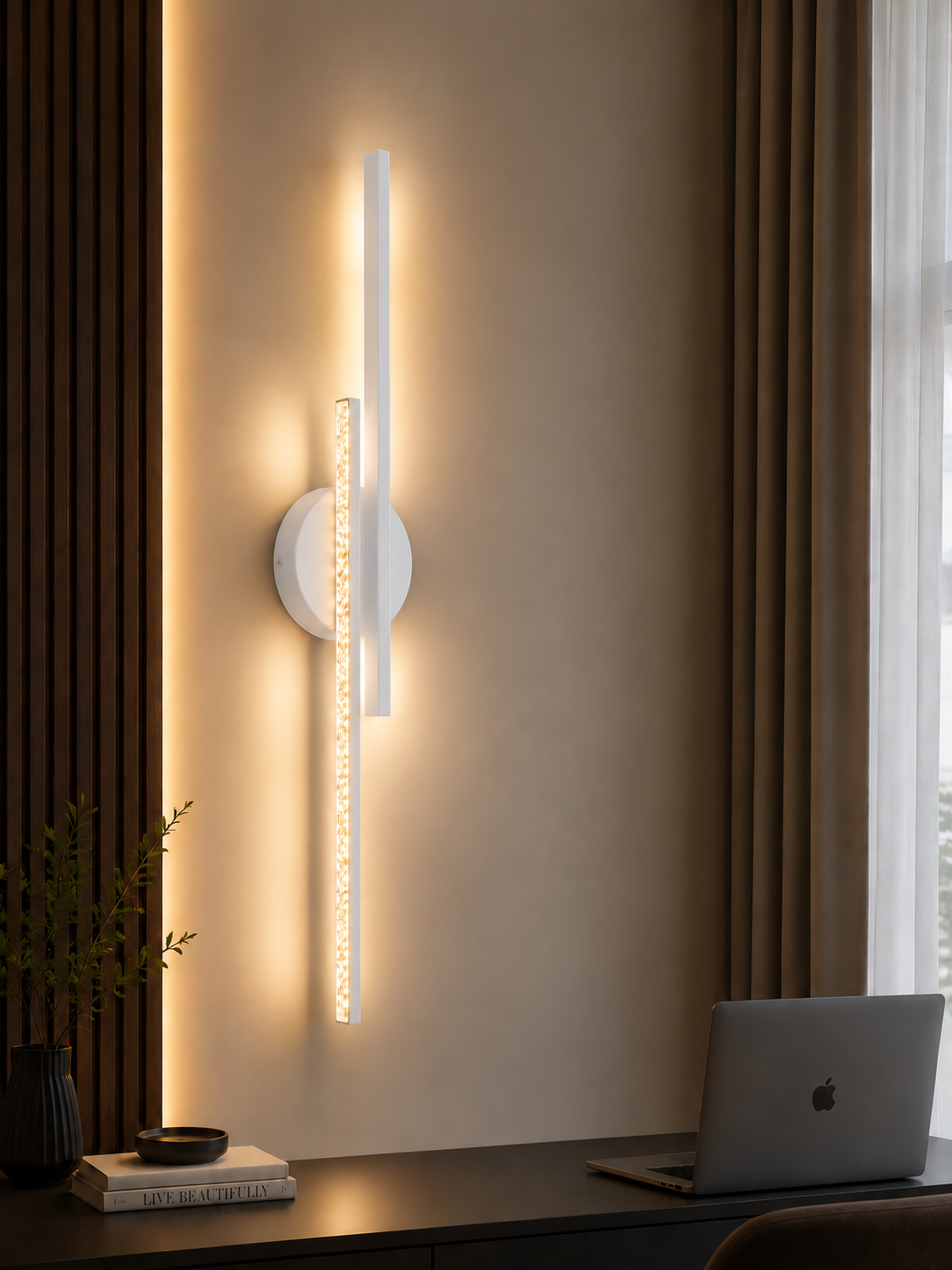 Bohem Model 50 cm Çift Taraflı Gün Işığı Kristal LED Duvar Apliği 2 Adet (Pilli DEĞİLDİR )